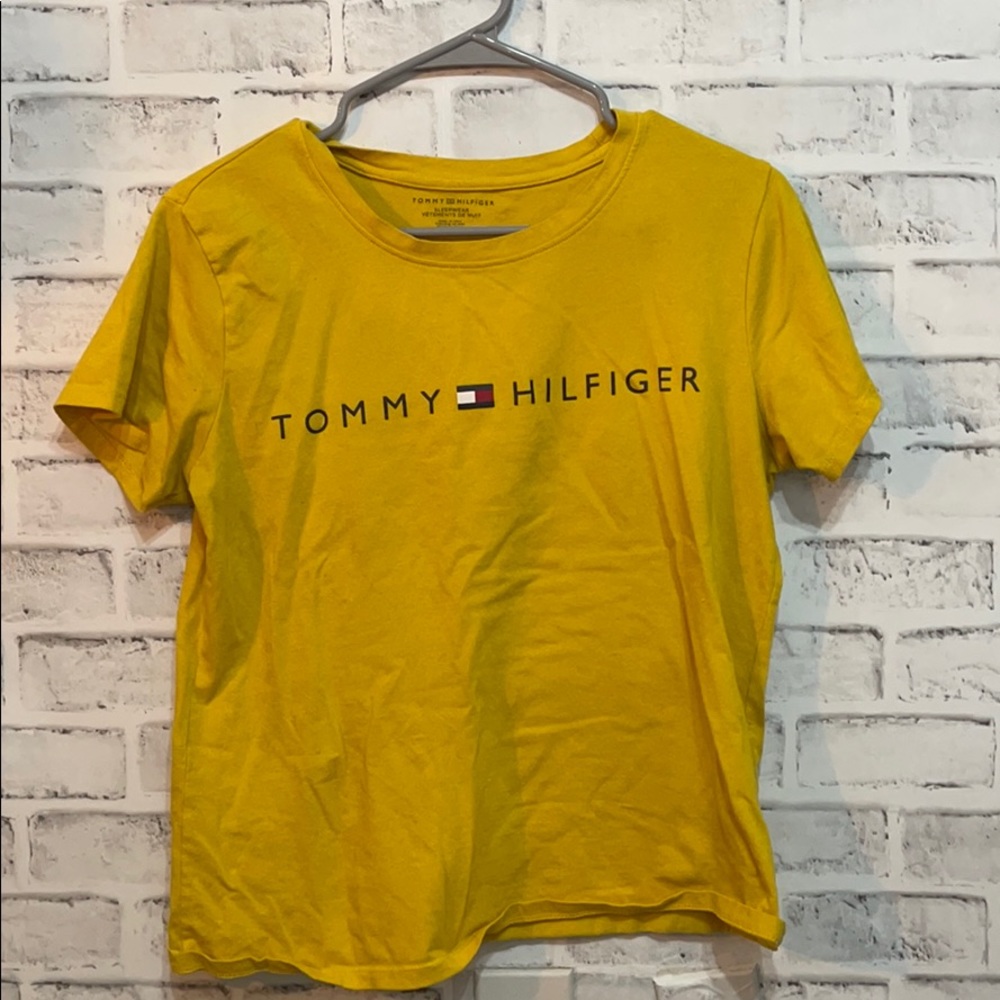 yellow Tommy Hilfiger tee shirt